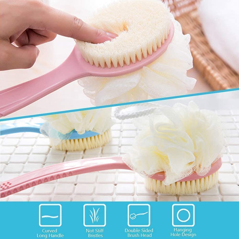 2 IN 1 Loofah with handle Body Brush