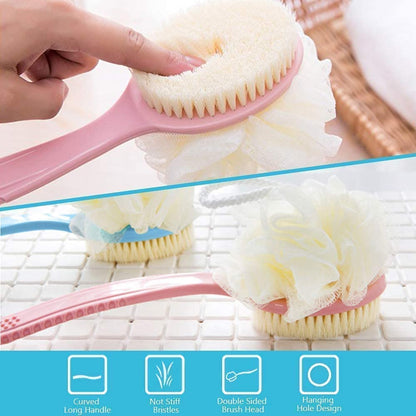 2 IN 1 Loofah with handle Body Brush