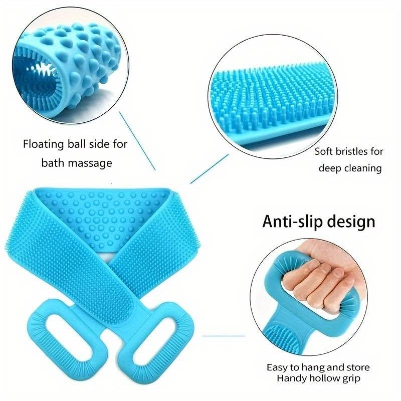 Silicone Body Back Scrubber, Double Side Bathing Brush for Skin Deep Cleaning