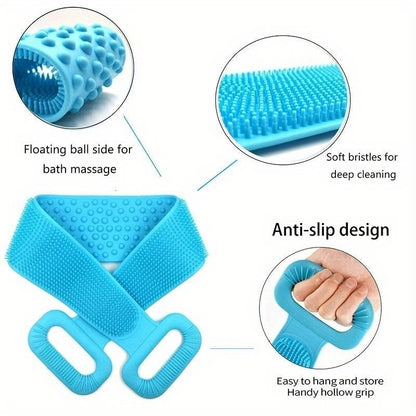 Silicone Body Back Scrubber, Double Side Bathing Brush for Skin Deep Cleaning