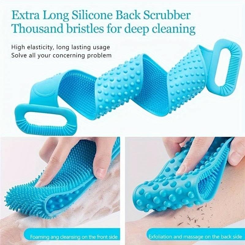 Silicone Body Back Scrubber, Double Side Bathing Brush for Skin Deep Cleaning