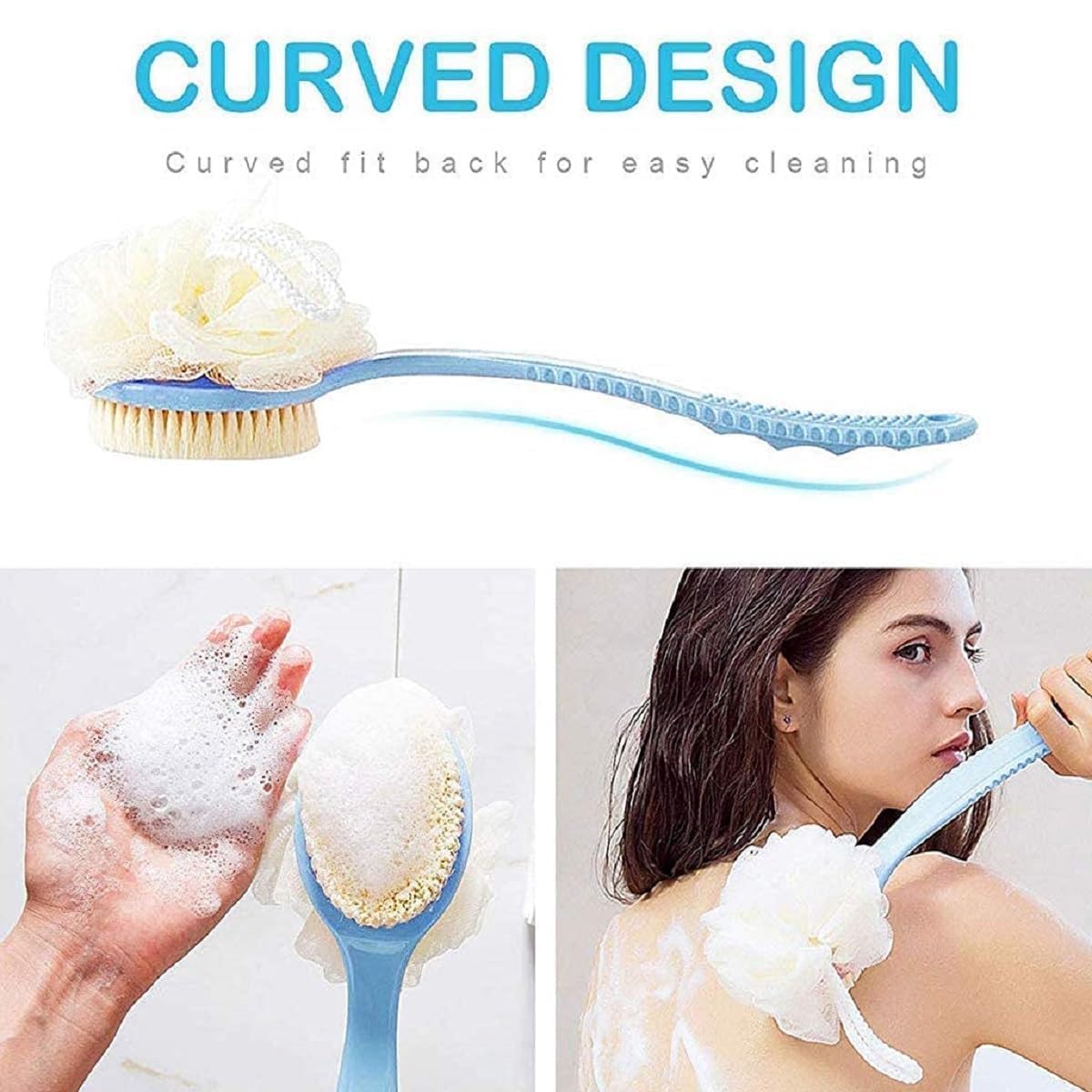 2 IN 1 Loofah with handle Body Brush