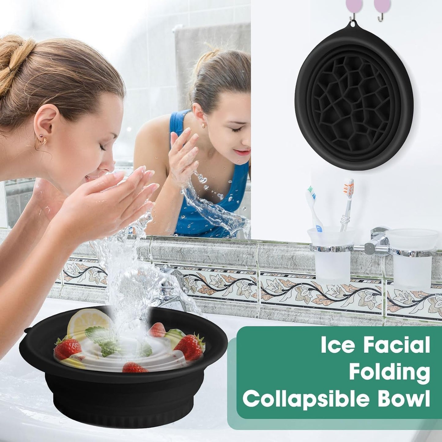 Silicone Collapsible Face Bowl With Ice Tray
