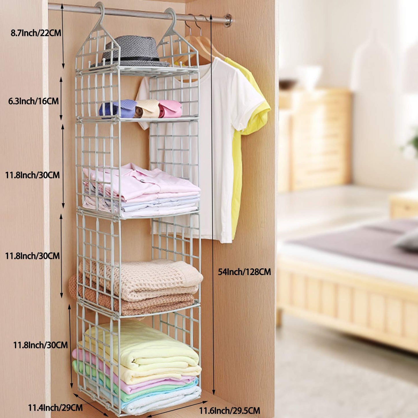 5 Layer Hanging Folding Cloth Rack - Dormitory Closet Storage Organizer ( 1 Pcs)