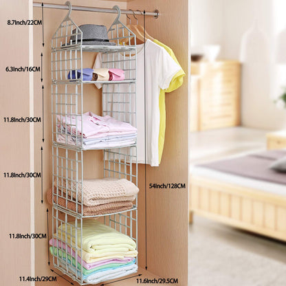 5 Layer Hanging Folding Cloth Rack - Dormitory Closet Storage Organizer ( 1 Pcs)